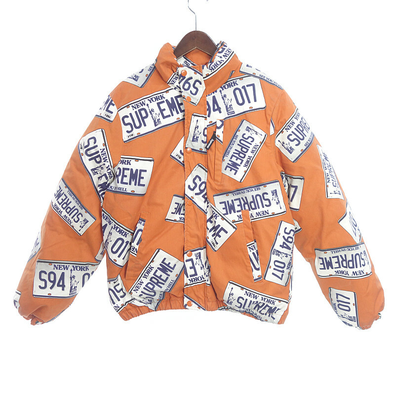 supreme license plate puffy jacket